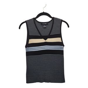 Womens 100% Silk Stretch V-neck Sleeveless Tank MEDIUM Y2K